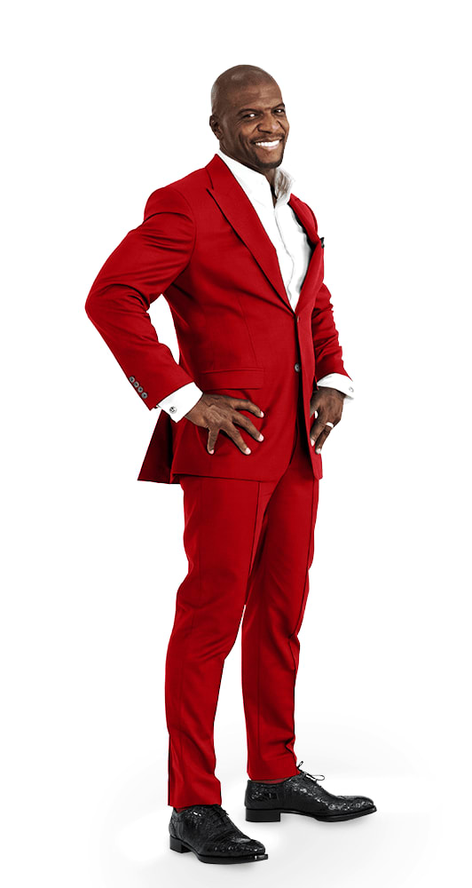 Chief Identity Champion, Terry Crews, in red suit.
